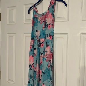 Pink & Turquoise Floral Maxi Dress
